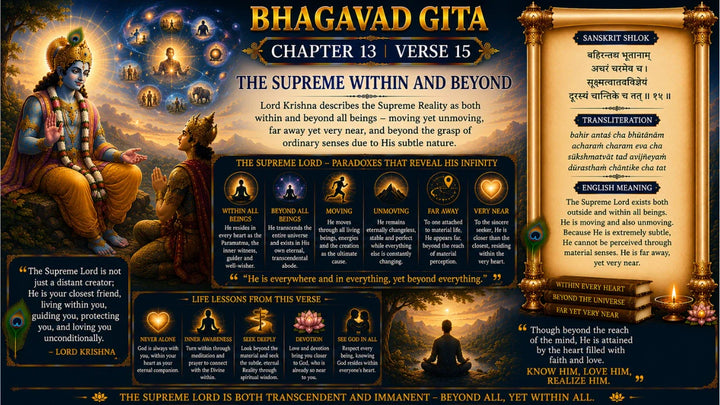 Bhagavad Gita Chapter 13, Verse 15 Meaning in Hindi & English