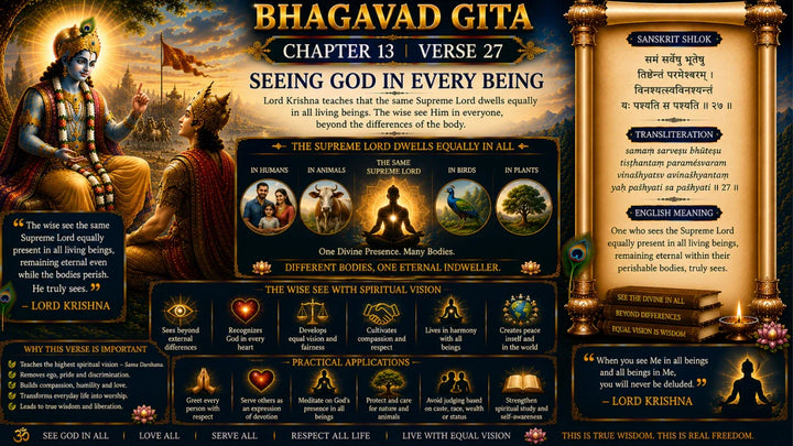 Bhagavad Gita Chapter 13, Verse 27 Meaning in Hindi & English
