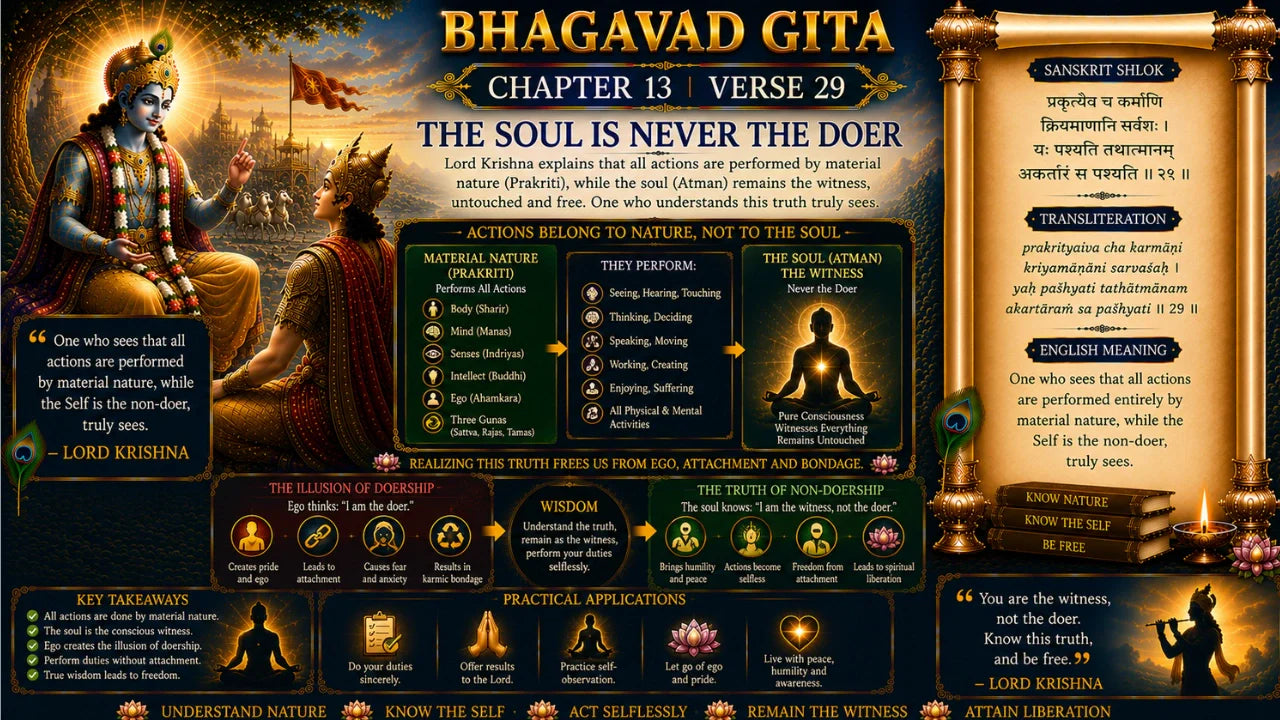 Bhagavad Gita Chapter 13, Verse 29 Meaning in Hindi & English