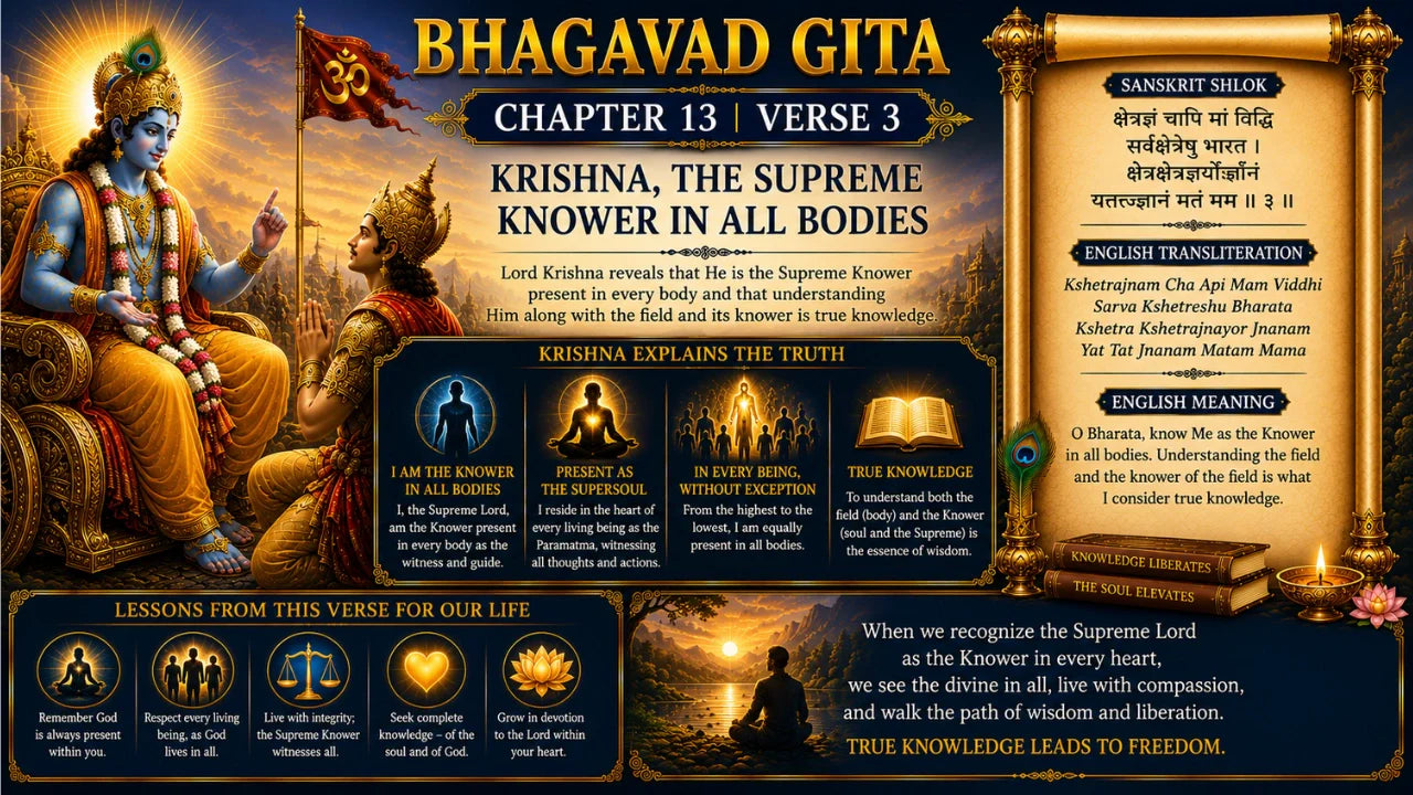 Bhagavad Gita Chapter 13, Verse 3 Meaning in Hindi & English