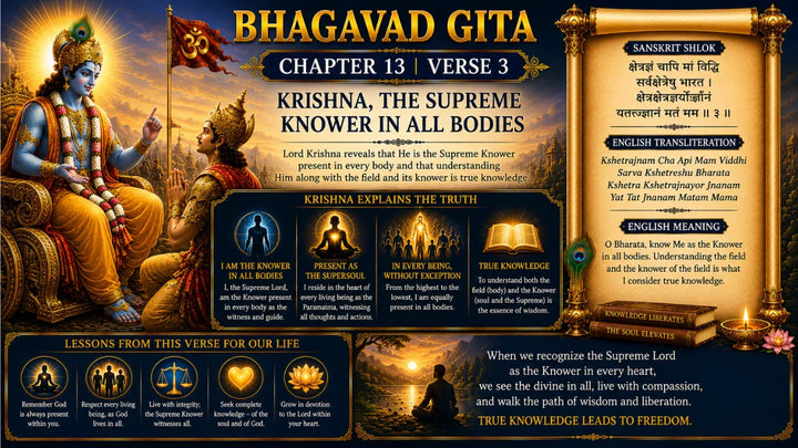 Bhagavad Gita Chapter 13, Verse 3 Meaning in Hindi & English
