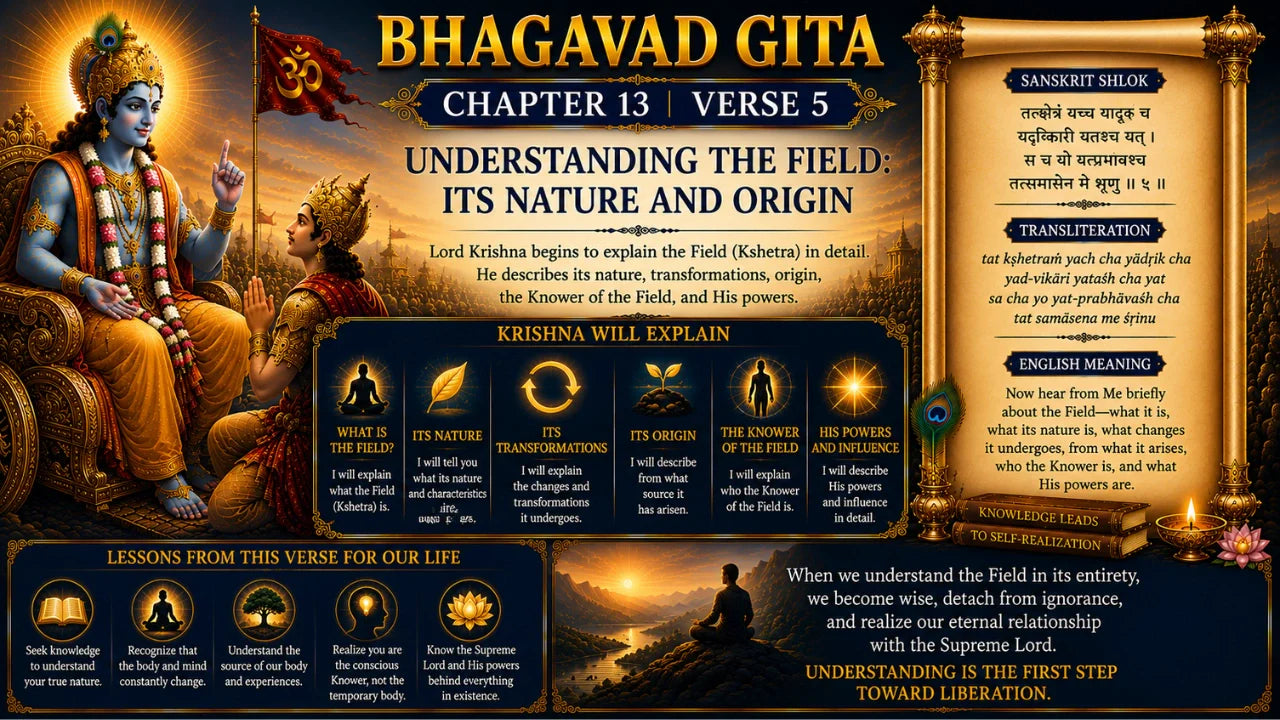 Bhagavad Gita Chapter 13, Verse 5 Meaning in Hindi & English
