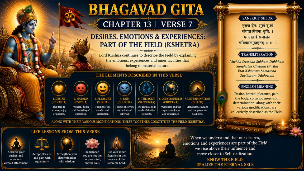 Bhagavad Gita Chapter 13, Verse 7 Meaning in Hindi & English