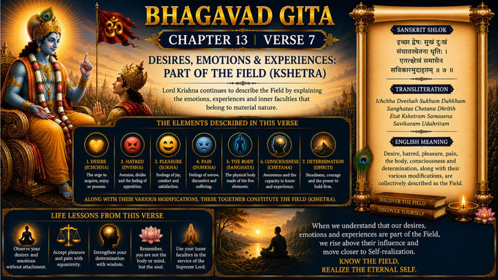 Bhagavad Gita Chapter 13, Verse 7 Meaning in Hindi & English