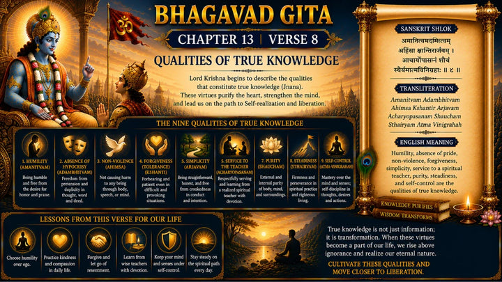 Bhagavad Gita Chapter 13, Verse 8 Meaning in Hindi & English