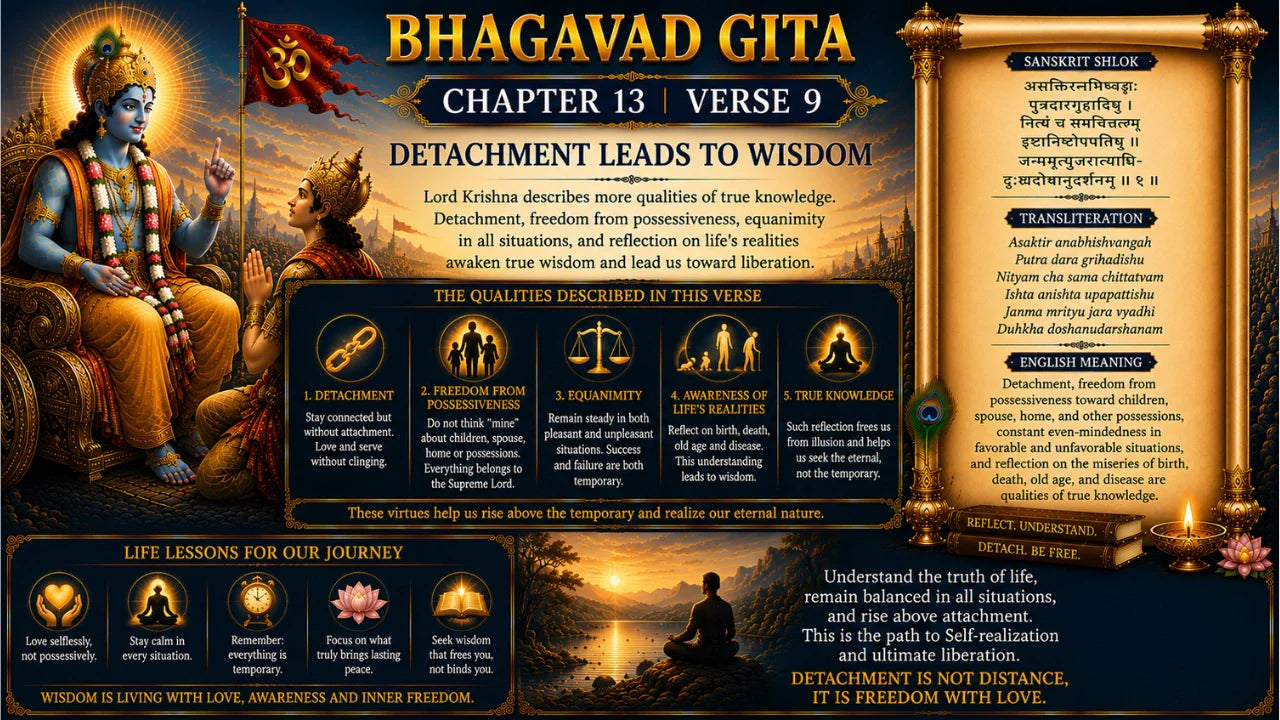 Bhagavad Gita Chapter 13, Verse 9 Meaning in Hindi & English