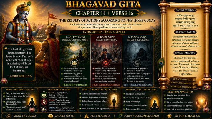 Bhagavad Gita Chapter 14, Verse 16 Meaning in Hindi & English