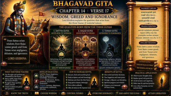 Bhagavad Gita Chapter 14, Verse 17 Meaning in Hindi & English