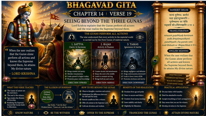 Bhagavad Gita Chapter 14, Verse 19 Meaning in Hindi & English