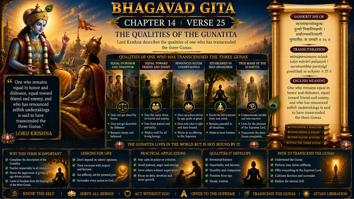 Bhagavad Gita Chapter 14, Verse 25 Meaning in Hindi & English