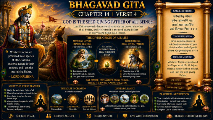 Bhagavad Gita Chapter 14, Verse 4 Meaning in Hindi & English