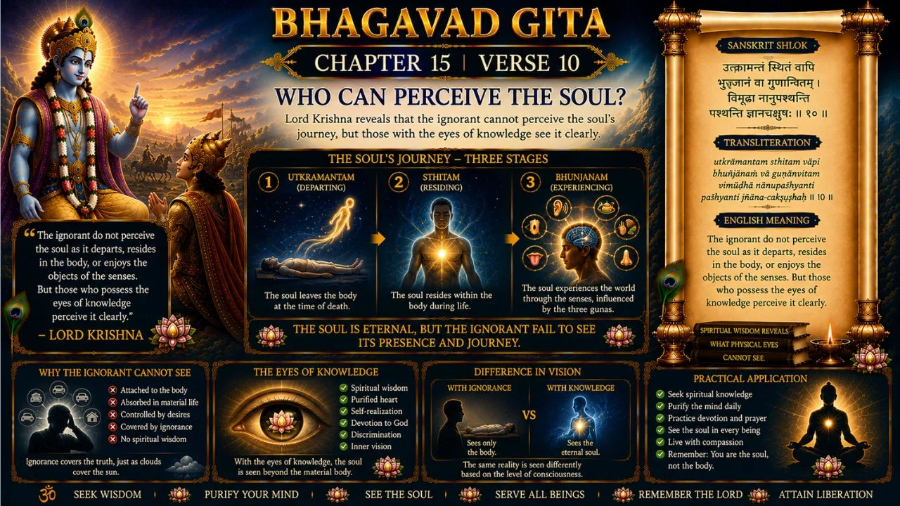 Bhagavad Gita Chapter 15, Verse 10 Meaning in Hindi & English