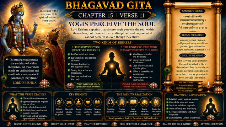 Bhagavad Gita Chapter 15, Verse 11 Meaning in Hindi & English