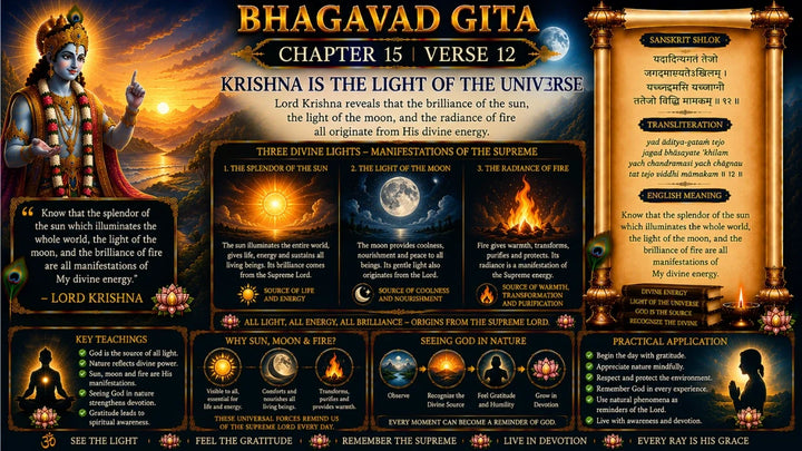 Bhagavad Gita Chapter 15, Verse 12 Meaning in Hindi & English