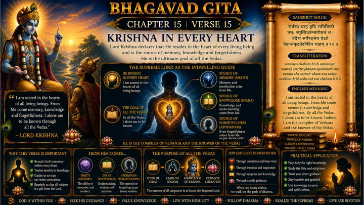 Bhagavad Gita Chapter 15, Verse 15 Meaning in Hindi & English