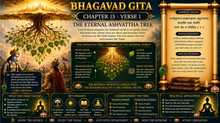 Bhagavad Gita Chapter 15, Verse 1 Meaning in Hindi & English