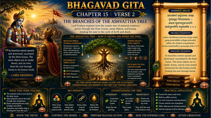 Bhagavad Gita Chapter 15, Verse 2 Meaning in Hindi & English