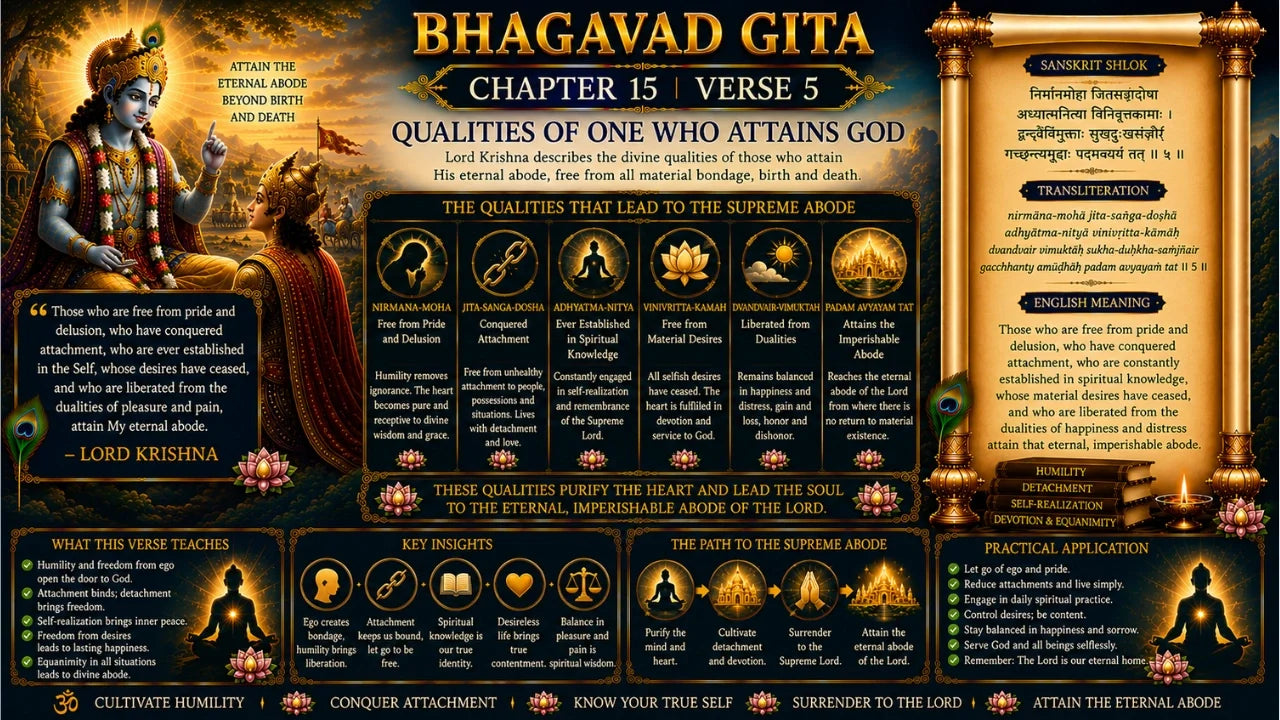 Bhagavad Gita Chapter 15, Verse 5 Meaning in Hindi & English