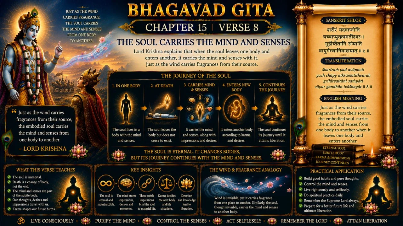 Bhagavad Gita Chapter 15, Verse 8 Meaning in Hindi & English