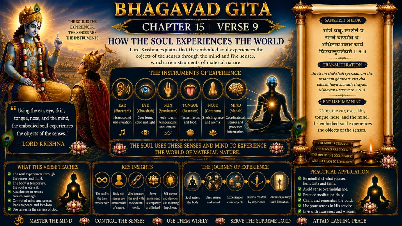 Bhagavad Gita Chapter 15, Verse 9 Meaning in Hindi & English