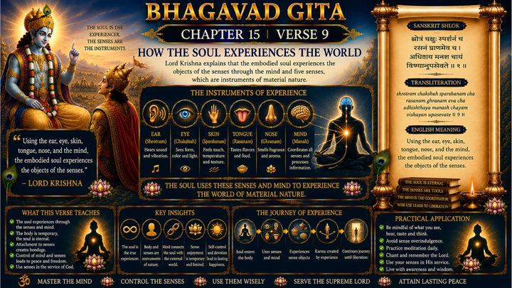Bhagavad Gita Chapter 15, Verse 9 Meaning in Hindi & English