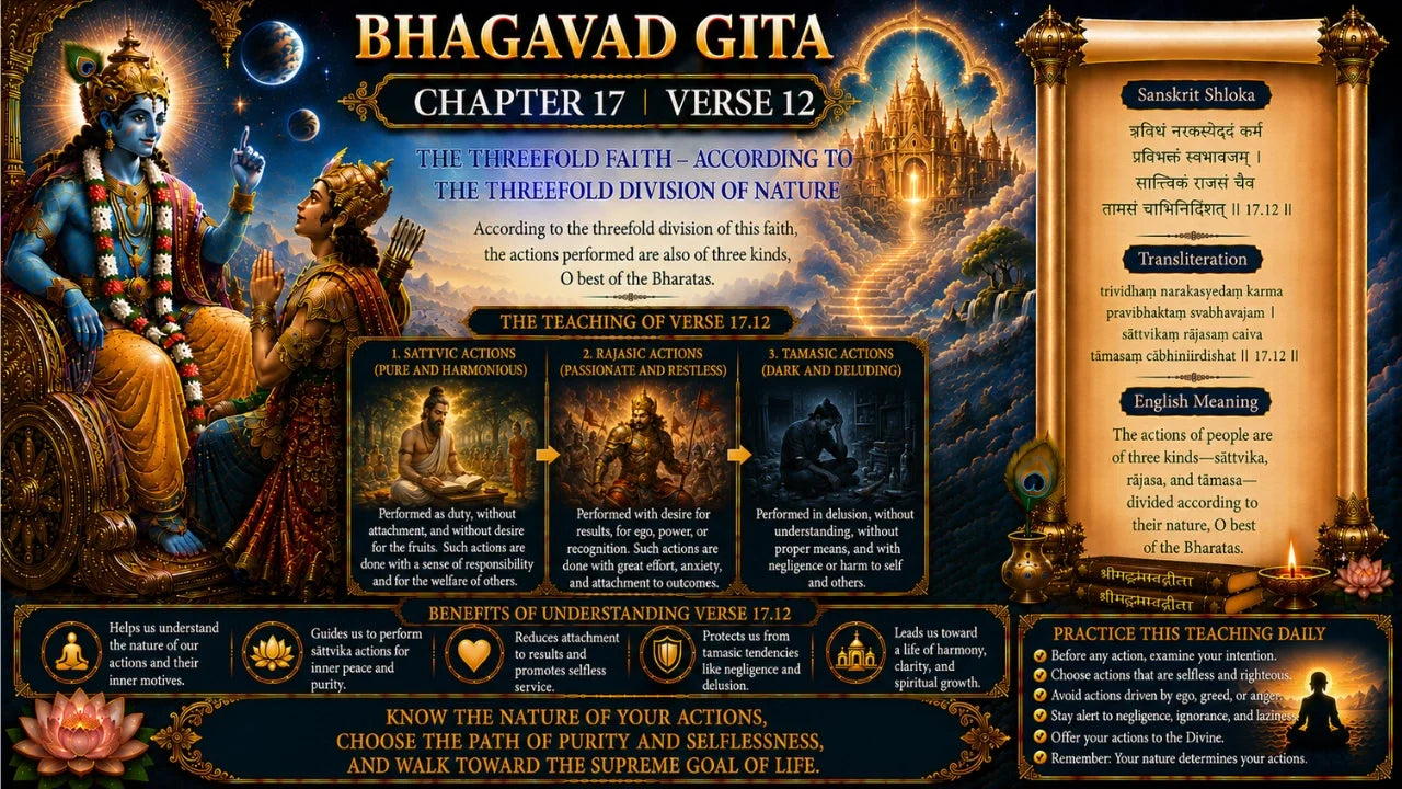 Bhagavad Gita Chapter 17, Verse 12 Meaning in Hindi & English