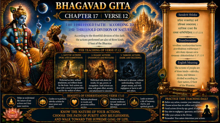 Bhagavad Gita Chapter 17, Verse 12 Meaning in Hindi & English