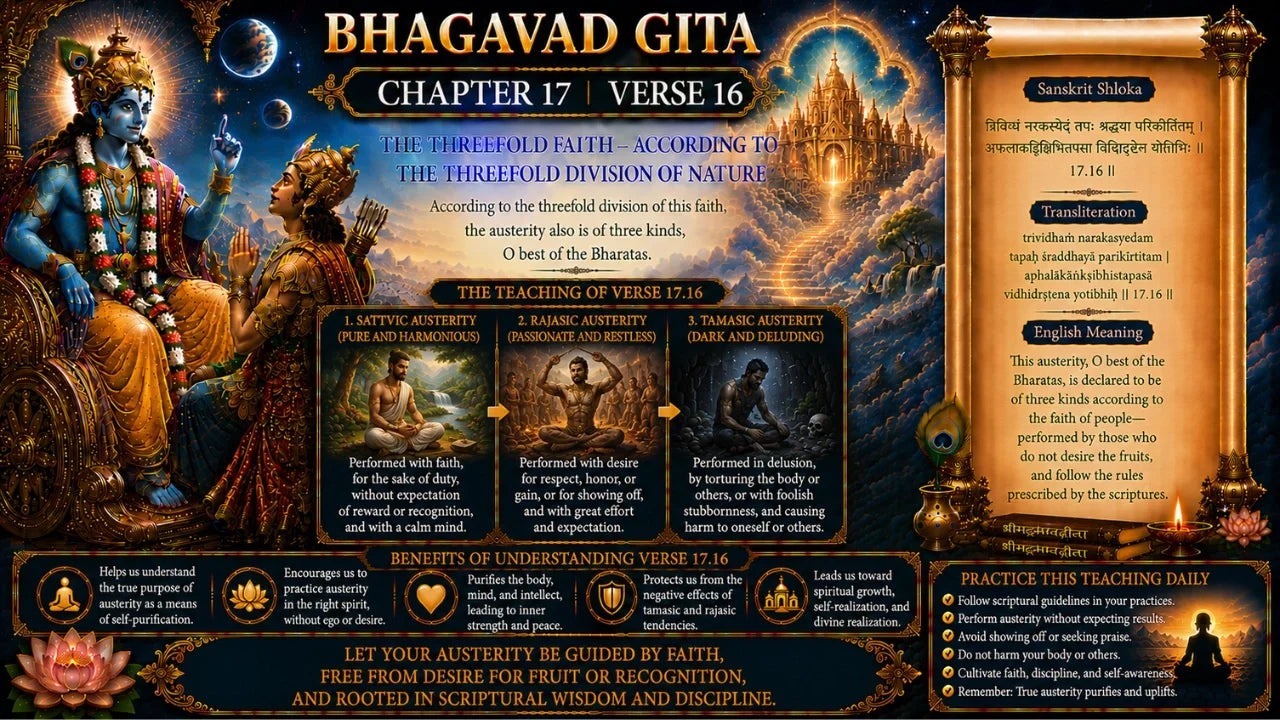 Bhagavad Gita Chapter 17, Verse 16 Meaning in Hindi & English