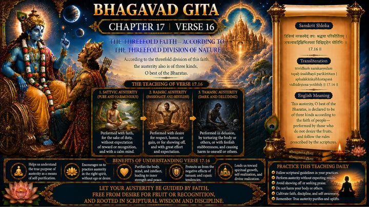 Bhagavad Gita Chapter 17, Verse 16 Meaning in Hindi & English