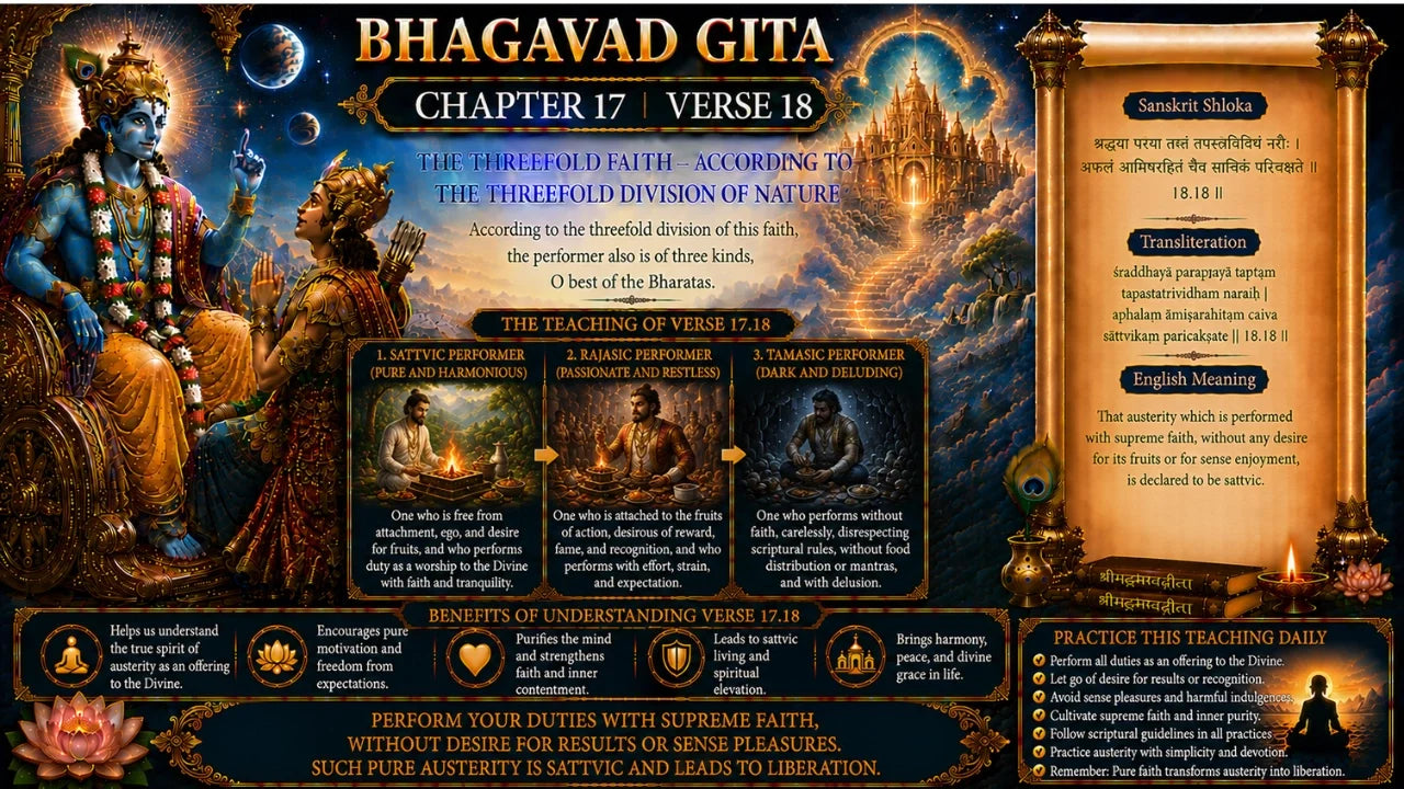 Bhagavad Gita Chapter 17, Verse 18 Meaning in Hindi & English