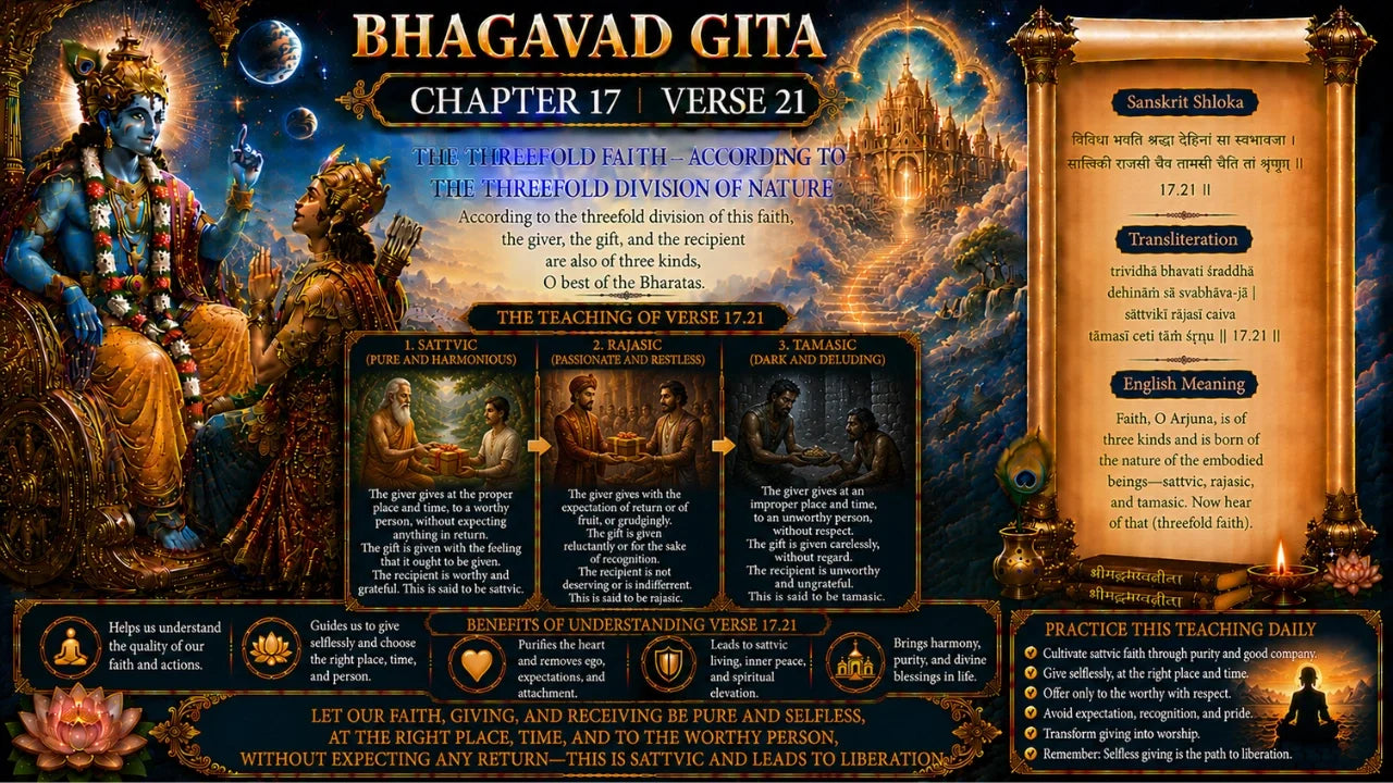 Bhagavad Gita Chapter 17, Verse 21 Meaning in Hindi & English
