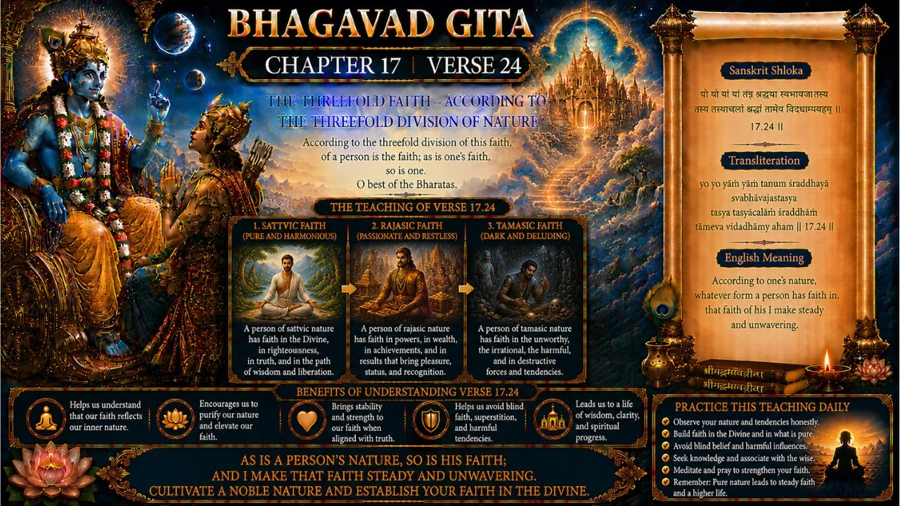 Bhagavad Gita Chapter 17, Verse 24 Meaning in Hindi & English