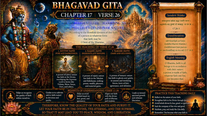 Bhagavad Gita Chapter 17, Verse 26 Meaning in Hindi & English