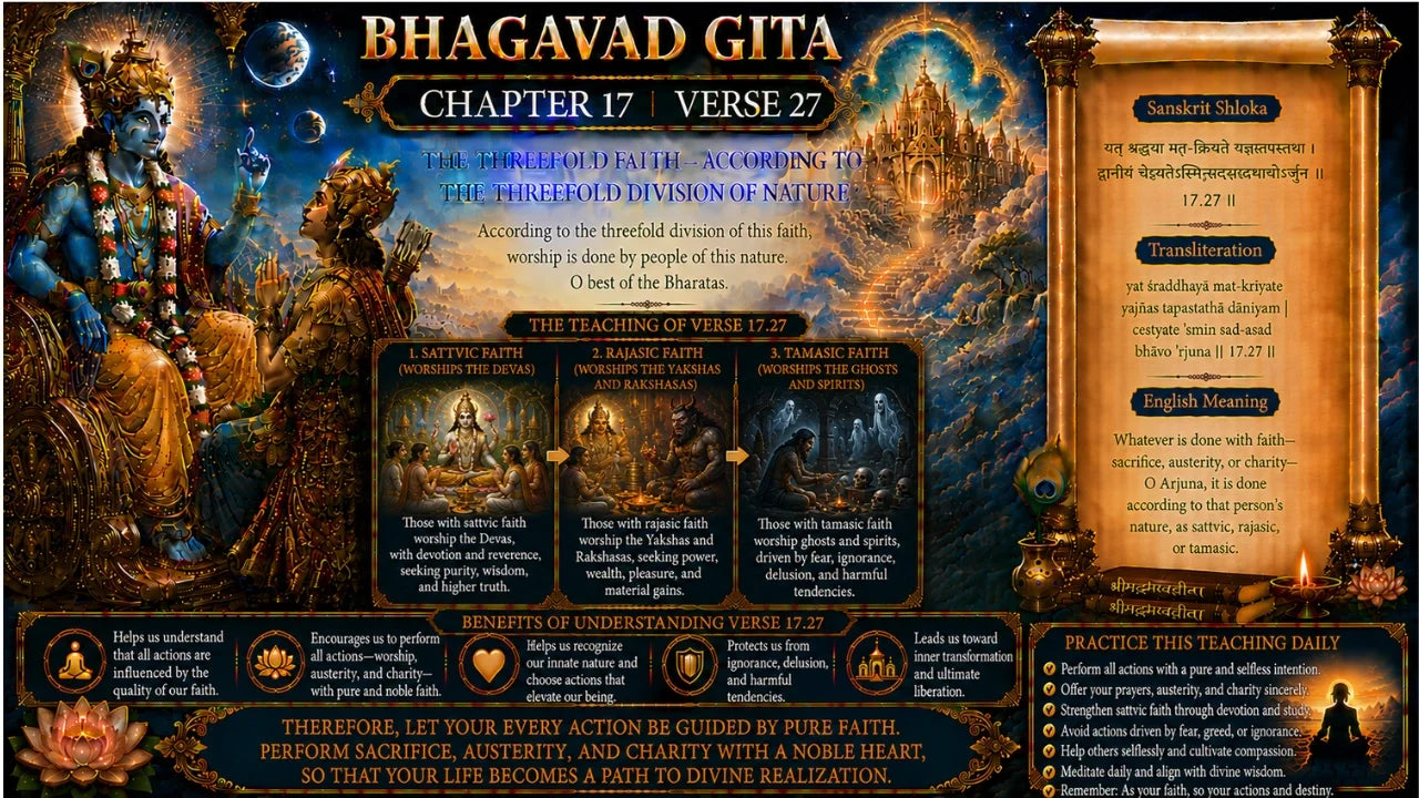 Bhagavad Gita Chapter 17, Verse 27 Meaning in Hindi & English