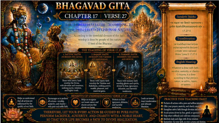 Bhagavad Gita Chapter 17, Verse 27 Meaning in Hindi & English