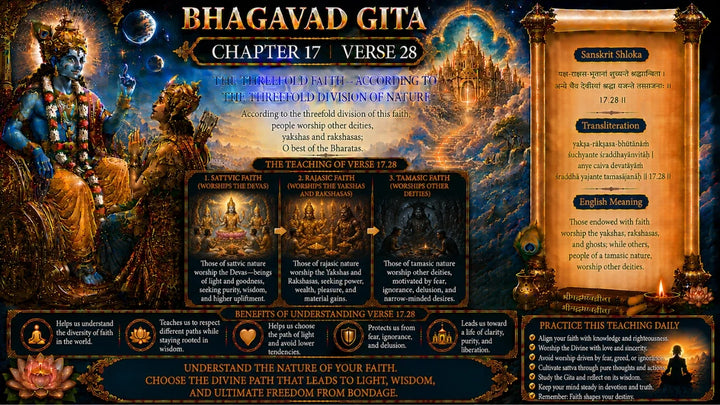 Bhagavad Gita Chapter 17, Verse 28 Meaning in Hindi & English