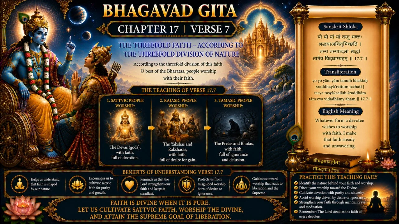 Bhagavad Gita Chapter 17, Verse 7 Meaning in Hindi & English