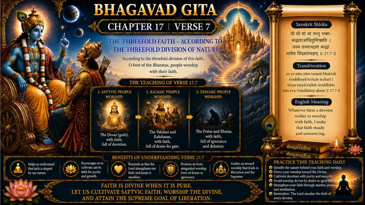 Bhagavad Gita Chapter 17, Verse 7 Meaning in Hindi & English