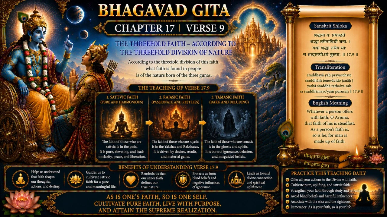 Bhagavad Gita Chapter 17, Verse 9 Meaning in Hindi & English