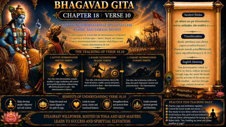 Bhagavad Gita Chapter 18, Verse 10 Meaning in Hindi & English
