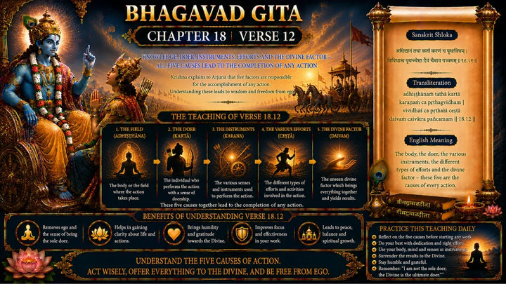Bhagavad Gita Chapter 18, Verse 12 Meaning in Hindi & English
