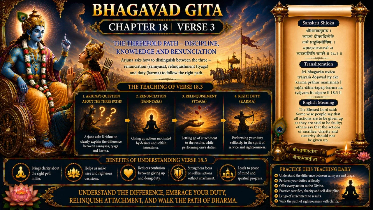 Bhagavad Gita Chapter 18, Verse 3 Meaning in Hindi & English