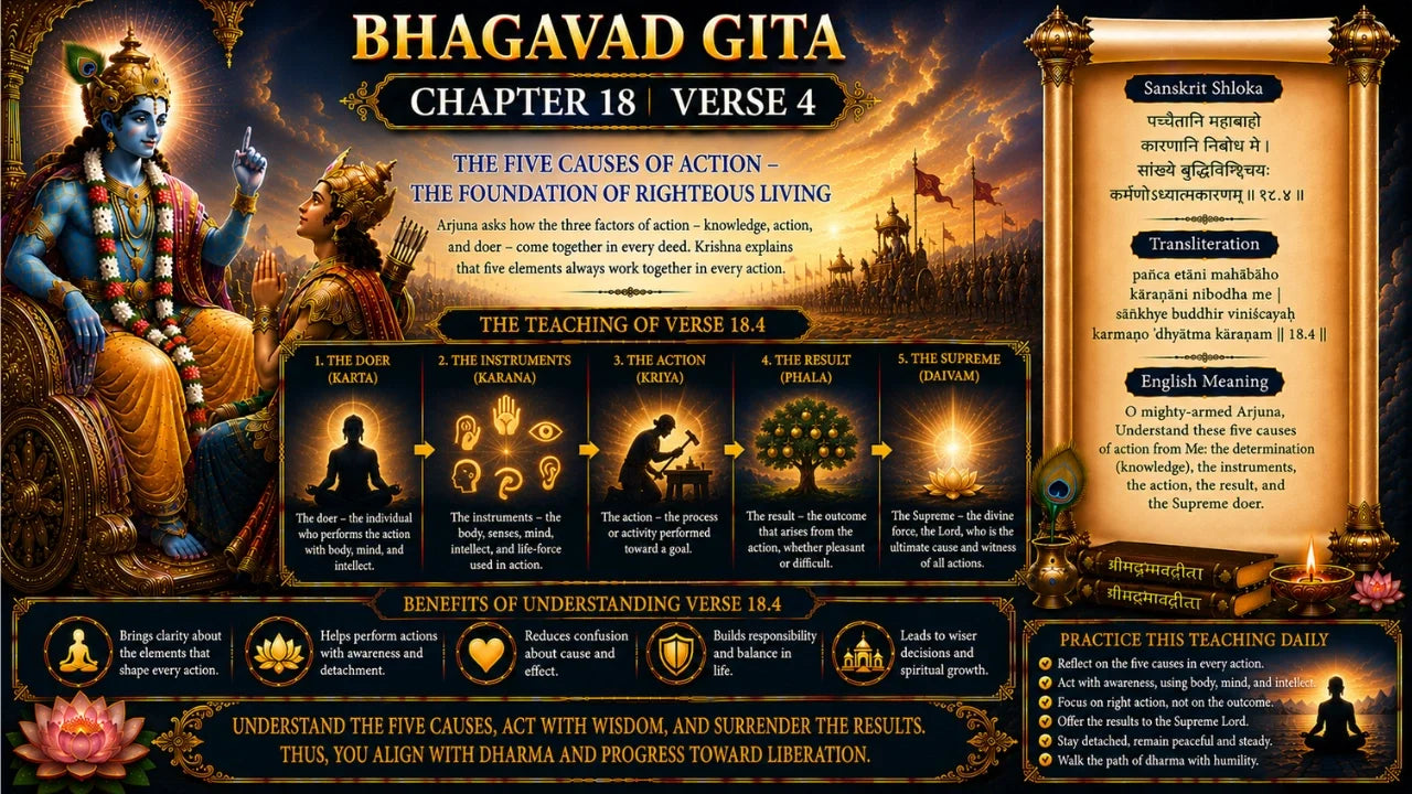 Bhagavad Gita Chapter 18, Verse 4 Meaning in Hindi & English