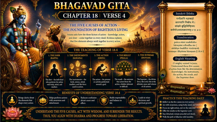 Bhagavad Gita Chapter 18, Verse 4 Meaning in Hindi & English