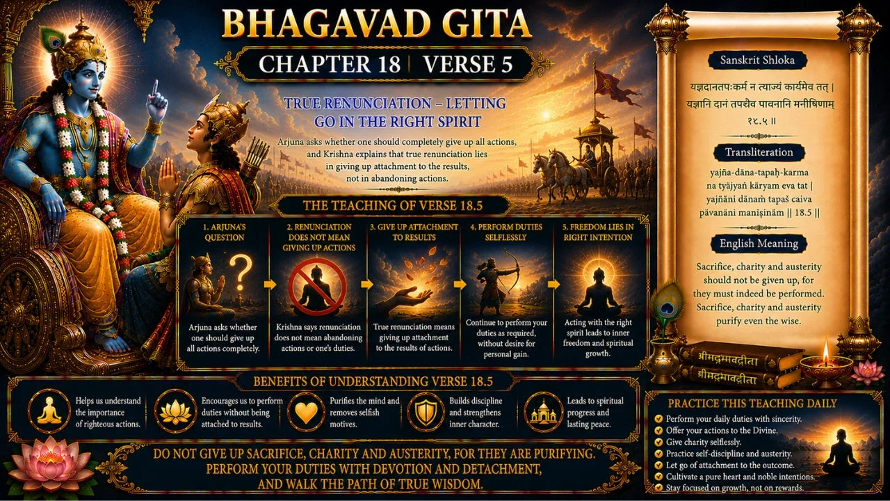 Bhagavad Gita Chapter 18, Verse 5 Meaning in Hindi & English