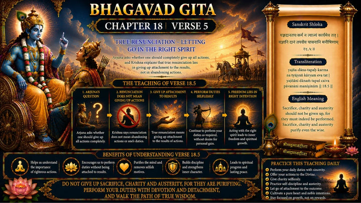 Bhagavad Gita Chapter 18, Verse 5 Meaning in Hindi & English