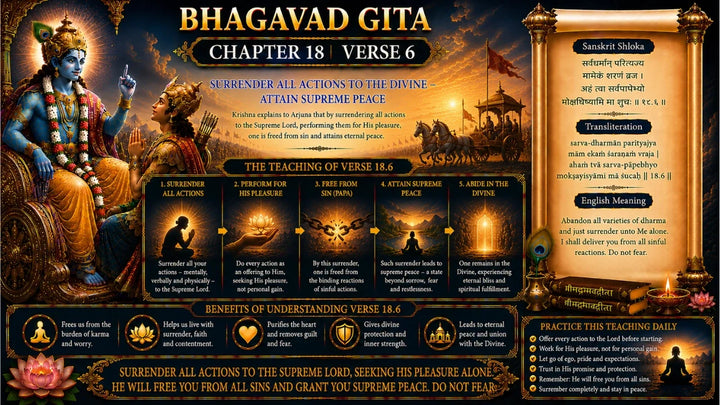 Bhagavad Gita Chapter 18, Verse 6 Meaning in Hindi & English