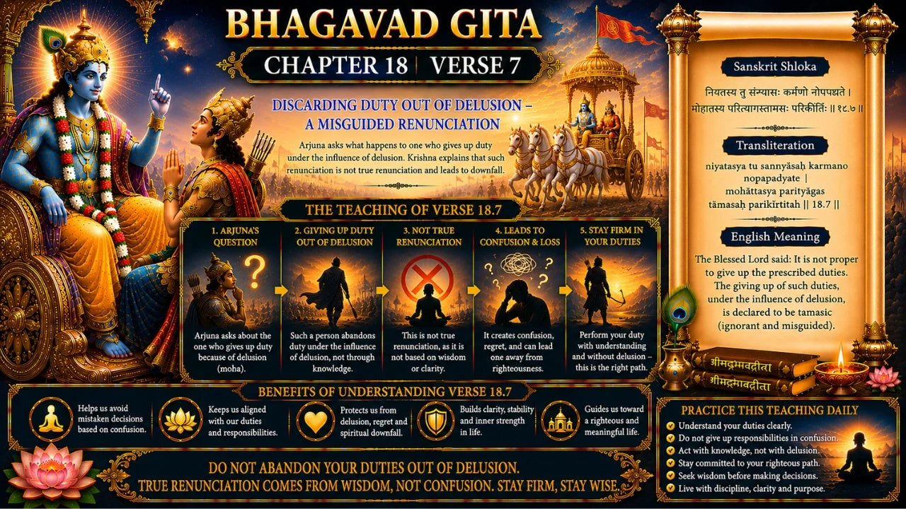 Bhagavad Gita Chapter 18, Verse 7 Meaning in Hindi & English