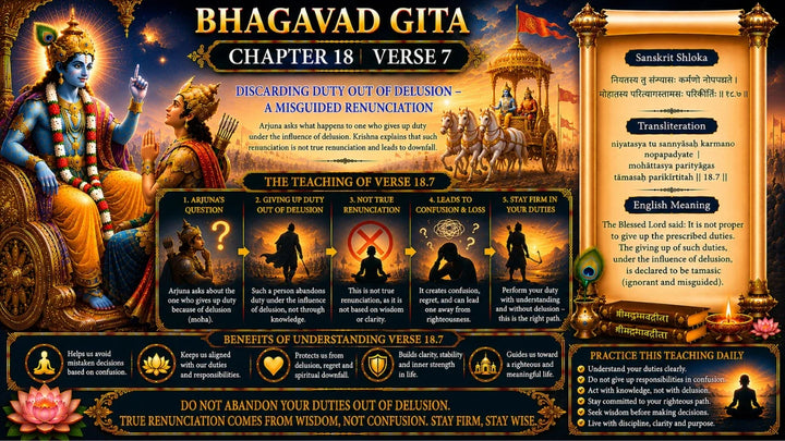 Bhagavad Gita Chapter 18, Verse 7 Meaning in Hindi & English