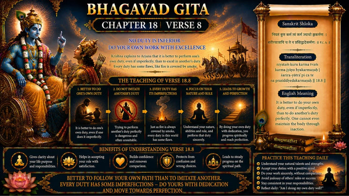 Bhagavad Gita Chapter 18, Verse 8 Meaning in Hindi & English